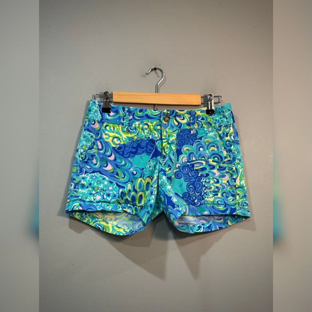 Blue Lilly Pulitzer Swirl Print Callahan Shorts Size 0 EUC